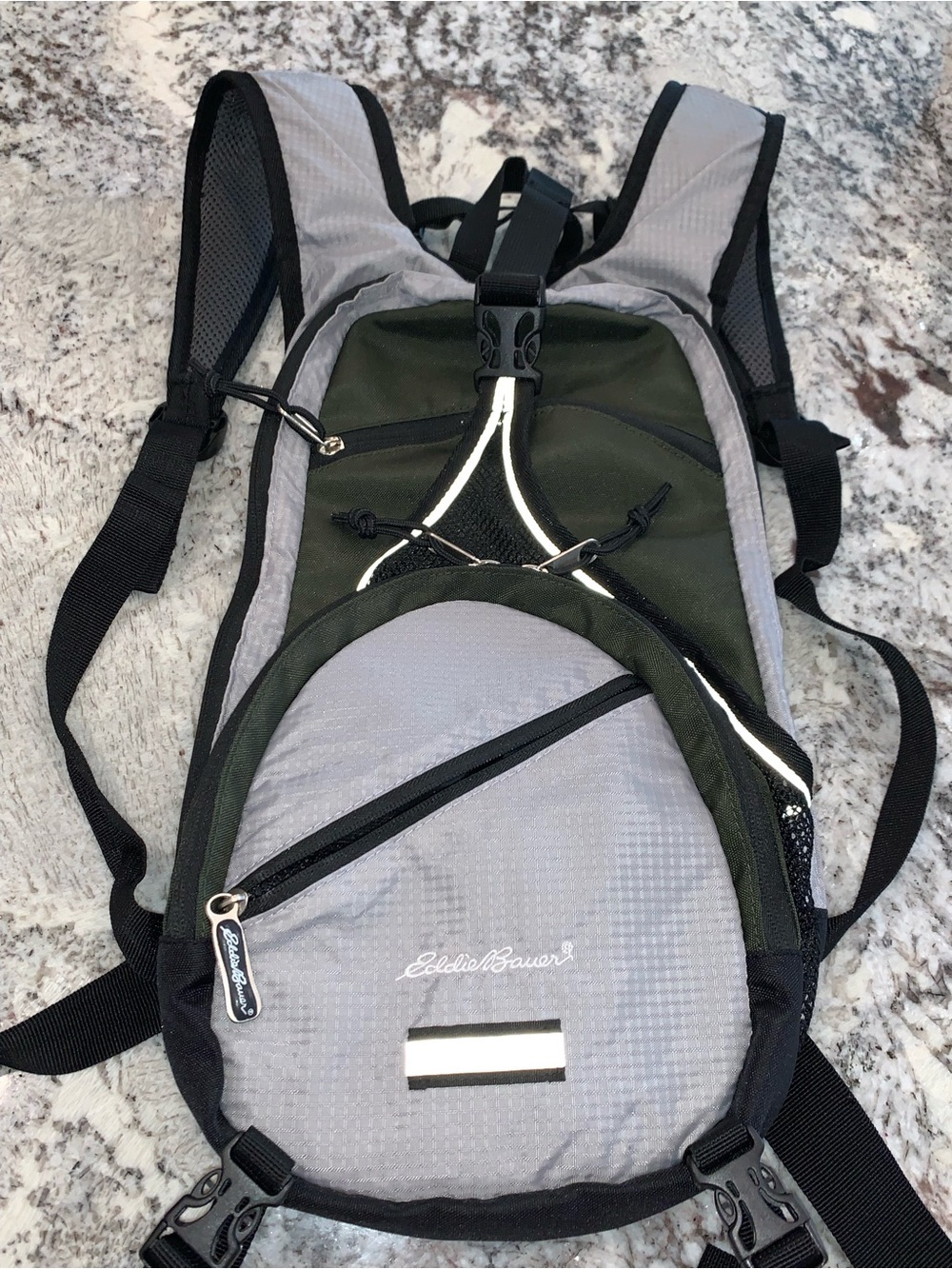Eddie Bauer backpack small to medium green gray and black excellent condition